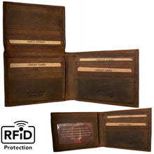Load image into Gallery viewer, Bi Fold RFID Premium Cowhide Leather Wallet Flip Up
