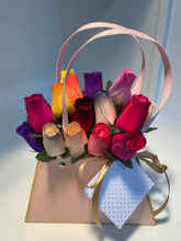 Load image into Gallery viewer, 2 Dozen Wooden Roses in a Pink Purse. Restock Coming Soon.