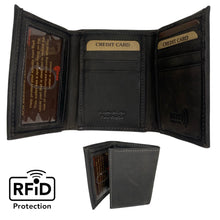 Load image into Gallery viewer, Tri Fold RFID Premium Cowhide Leather Wallet