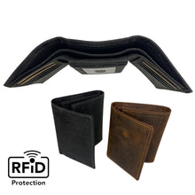 Load image into Gallery viewer, Tri Fold RFID Premium Cowhide Leather Wallet Flip Up