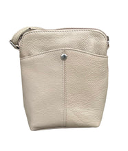 Load image into Gallery viewer, Beige leather crossbody bag on a white background