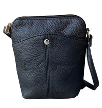 Load image into Gallery viewer, Black leather crossbody bag on a white background