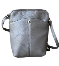 Load image into Gallery viewer, Gray leather crossbody bag on a white background