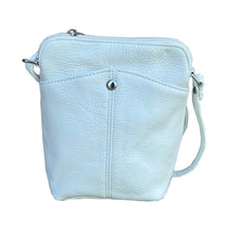 Load image into Gallery viewer, White leather crossbody bag on a white background