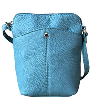 Load image into Gallery viewer, Blue leather crossbody bag on a white background