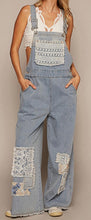 Load image into Gallery viewer, Denim Lace Patchwork Overalls