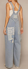 Load image into Gallery viewer, Denim Lace Patchwork Overalls