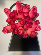Load image into Gallery viewer, 2 Dozen Wooden Roses in a  Black Purse.  Restock Coming Soon.
