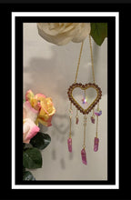 Load image into Gallery viewer, Sun Catcher - Pretty Gold Heart with Butterfly, Prism Crystals, and Stones
