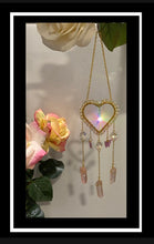 Load image into Gallery viewer, Sun Catcher - Pretty Gold Heart with Butterfly, Prism Crystals, and Stones
