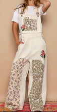 Load image into Gallery viewer, Floral Patchwork Embroidery Overalls Almond
