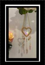 Load image into Gallery viewer, Sun Catcher - Pretty Gold Heart with Butterfly, Prism Crystals, and Stones
