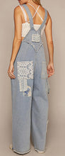 Load image into Gallery viewer, Denim Lace Patchwork Overalls
